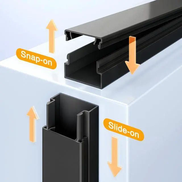 Alt view image 3 of 7 - Cable Hider, 157in Cord Hider Wall for Wall Mounted TV, Wire Hider Kit, Paintable Cable Concealer Raceway Management for Home & Office, 10XL15.7 W0.95 H0.55in, Black