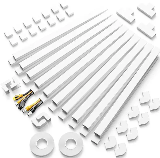 Main image of Cable Hider, 315in Cord Covers for 2-3 Wires on Wall, TV Cord Hider Wall, Paintable Wire Hiders Wire Covers for TV Cords on Wall, Easy Mount Cable Cover Raceway Kit, W0.95 H0.55in, White