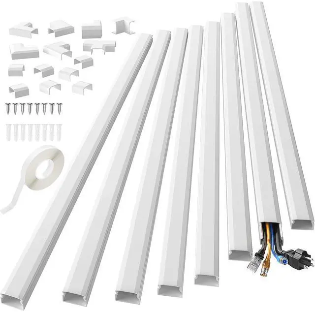 Main image of 125in Cord Hider, Large Cord Covers for Wires on Wall, Cable Management Kit for Mount TVs, Wire Hider Cable Concealer for Home Office, W1.18in H0.6in, White