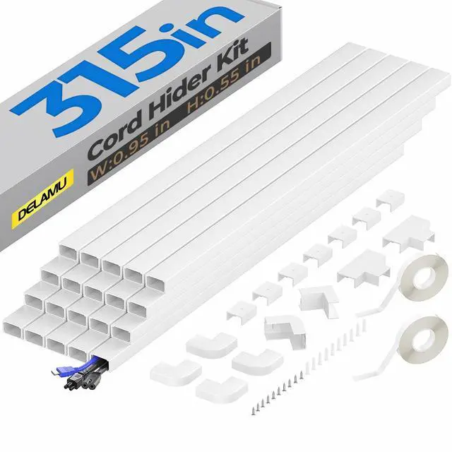 Main image of Cable Hider, 315in Cord Covers for Wires on Wall, One-Cord Cord Hider, Paintable Wire Hiders Wire Covers for Cords, Cable Management for Hiding 2-3 Wires, 20x L15.7 W0.95 H0.55in, White