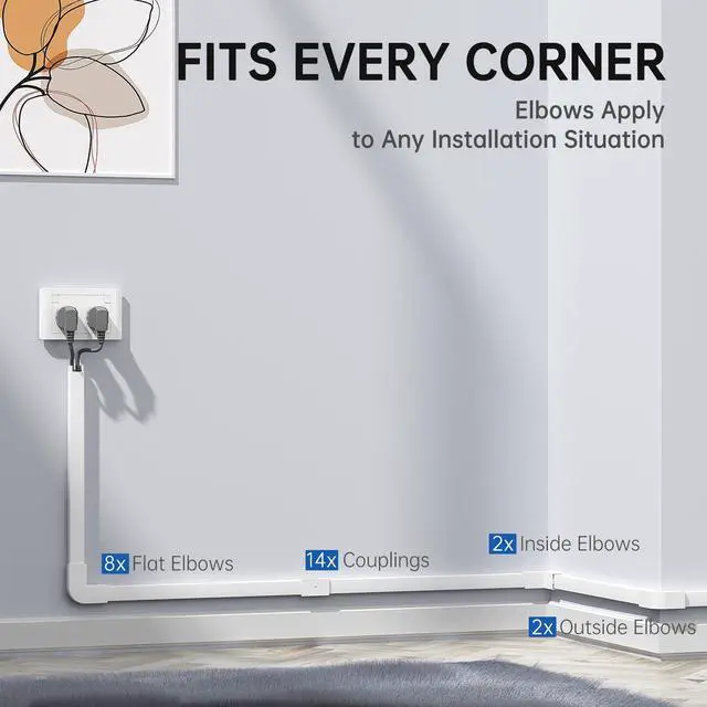 Alt view image 3 of 7 - Cable Hider, 315in Cord Covers for Wires on Wall, One-Cord Cord Hider, Paintable Wire Hiders Wire Covers for Cords, Cable Management for Hiding 2-3 Wires, 20x L15.7 W0.95 H0.55in, White