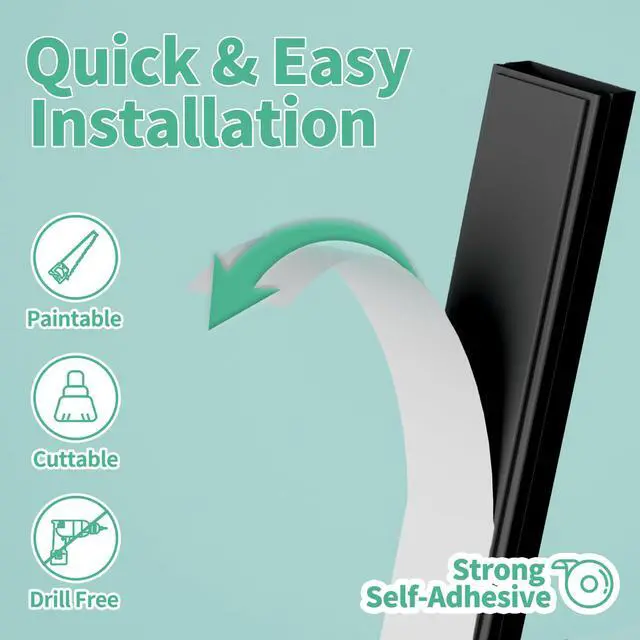 Alt view image 3 of 7 - Cord Hider, 100in Self-Adhesive Cord Cover Kit for Wall Mounted TV, Paintable Wire Hider, Flexible Cable Management System, Cable Raceway Conceals 2-3 Wires, W0.95 H0.55in, Black