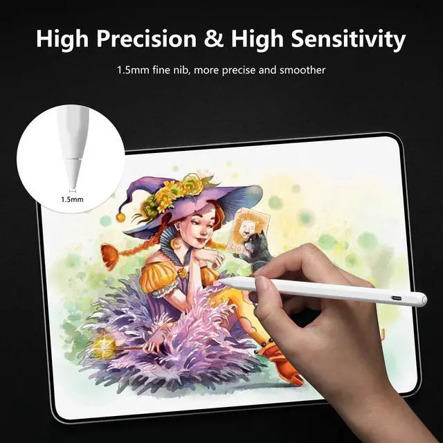 Alt view image 5 of 7 - Stylus Pen for iPad, Apple Pencil 2nd Generation with Magnetic Wireless Charging for iPad Air 5th 4th, iPad Pro 12.9 inch 6th 5th 4th 3th Gen, iPad Pro 11 in 4th 3rd 2nd 1st Gen, iPad mini 6 (White)