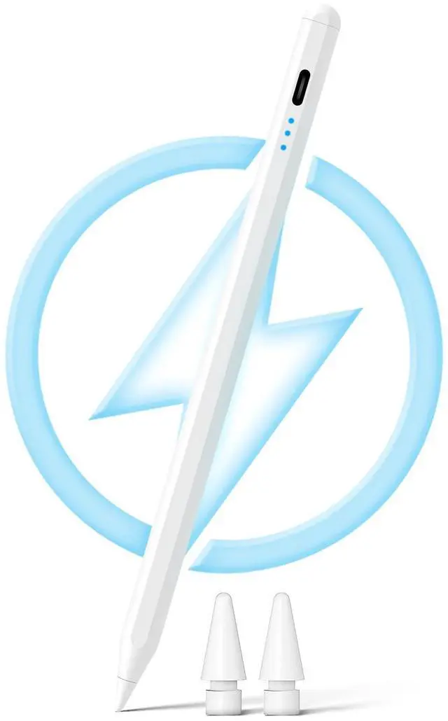Main image of Compatible with iPad Pencil 2nd Generation Apple iPad 6/7/8/9/10th,iPad Pro 11"/12.9",iPad Air 3/4,iPad mini 5/6,Stylus Pen for iPad,2X Fast Charge Tilt Sensitivity Palm Rejection-White