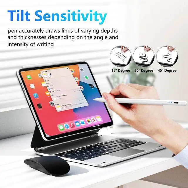 Alt view image 5 of 6 - Compatible with iPad Pencil 2nd Generation Apple iPad 6/7/8/9/10th,iPad Pro 11"/12.9",iPad Air 3/4,iPad mini 5/6,Stylus Pen for iPad,2X Fast Charge Tilt Sensitivity Palm Rejection-White