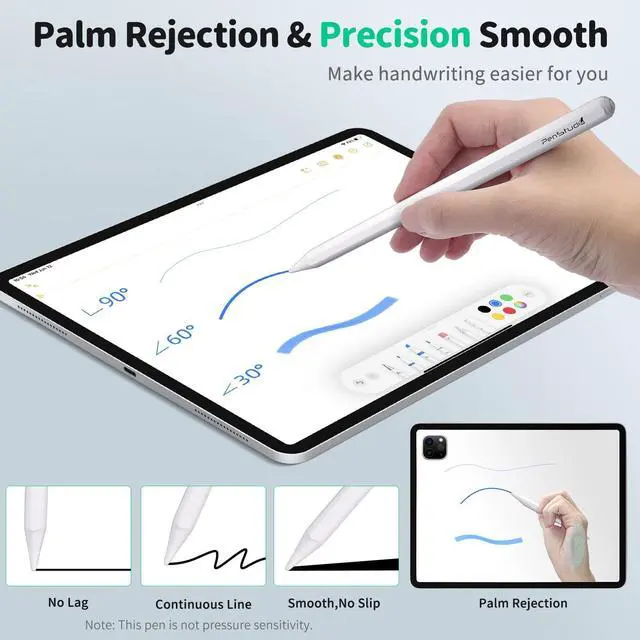 Alt view image 5 of 7 - PS2 iPad Pencil 2nd Generation with Magnetic Wireless Charging - Bluetooth Tilt Sensitivity Stylus Pen for Apple iPad Pro 11/12.9 inch, iPad Air 5/4, Mini 6 (NO Wired Charging)