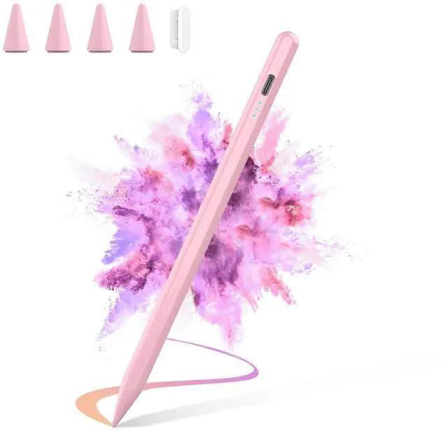 Main image of Stylus Pen for iPad 2025-2018 Faster Charge Apple Pencil with Tilt Sensitivity & Palm Rejection & Magnetic Compatible iPad 11/10/9/8/7/6, Pad Air 3/4/5, Pro 12.9"/11", Mini 6/5, M2/M4 Pink