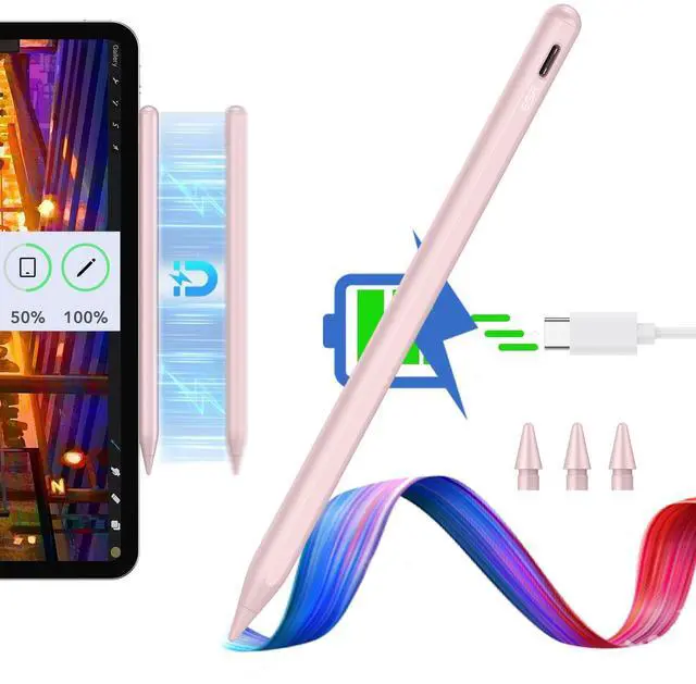 Main image of Stylus Pen for iPad, Magnetic Wireless Charging iPad Pencil, Digital Pencil Pro with Tilt Sensitivity and Palm Rejection for iPad Pro 12.9/11, iPad Air 5/4, and iPad mini 6, Pink