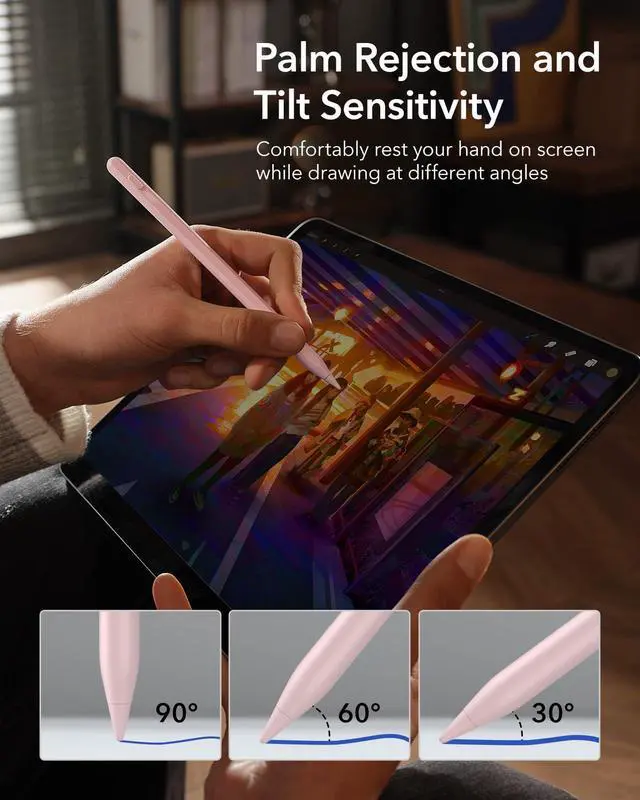 Alt view image 7 of 7 - Stylus Pen for iPad, Magnetic Wireless Charging iPad Pencil, Digital Pencil Pro with Tilt Sensitivity and Palm Rejection for iPad Pro 12.9/11, iPad Air 5/4, and iPad mini 6, Pink