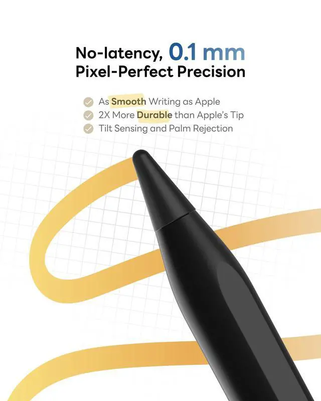Alt view image 4 of 6 - Pencil 2 for iPad 2026-2018, Magnetic Stylus with 0.1mm Precise 2X Durable Tips, for iPad A16/11-6th Gen, iPad Pro 12.9/11/13" M4, iPad Air 3-5/M2/M3/M4, iPad mini 5/6, Black
