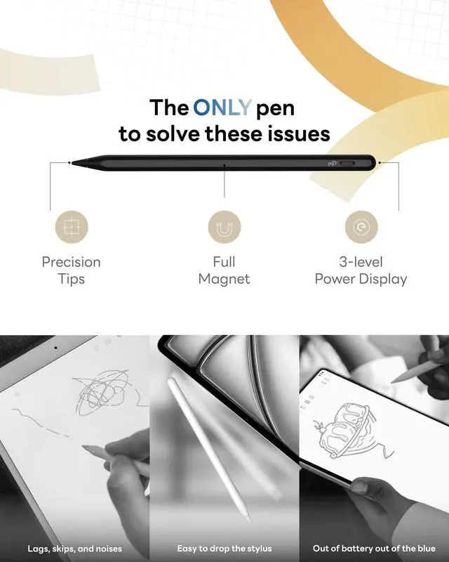 Alt view image 6 of 6 - Pencil 2 for iPad 2026-2018, Magnetic Stylus with 0.1mm Precise 2X Durable Tips, for iPad A16/11-6th Gen, iPad Pro 12.9/11/13" M4, iPad Air 3-5/M2/M3/M4, iPad mini 5/6, Black