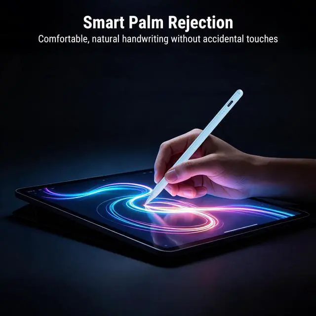 Alt view image 3 of 7 - 3X Fast Charge Stylus Pen for iPad, Active Pencil with Palm Rejection & Tilt Sensitivity, Compatible iPad 10th/9th/8th/7th/6th Gen, Air 11/13 M2/M3/5/4/3, Pro 11/12.9/13 M4, Mini A17 Pro