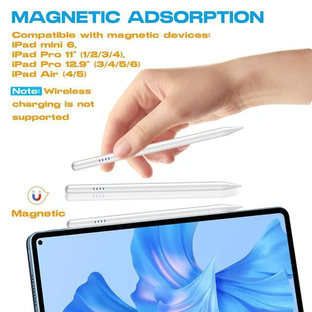 Alt view image 7 of 7 - Stylus Pen for iPad 2018-2025, 20-Mins Fast Charge for Apple Pencil with Tilt & Palm Rejection, Active Digital Pens Compatible with iPad 6-10th Gen/A16, Pro 13"/12.9"/11/M4, Air 3/4/5/M2/M3, Mini 5/6
