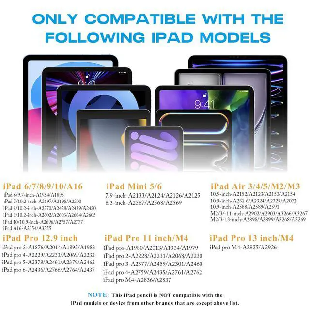 Alt view image 2 of 7 - Stylus Pen for iPad 2018-2025, 20-Mins Fast Charge for Apple Pencil with Tilt & Palm Rejection, Active Digital Pens Compatible with iPad 6-10th Gen/A16, Pro 13"/12.9"/11/M4, Air 3/4/5/M2/M3, Mini 5/6