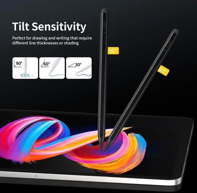 Alt view image 5 of 7 - Stylus Pencil for Apple 2018-2026 iPad, 2X Fast Charge iPencil USB-C Compatible with iPad 11/10/9/8/7/6th Gen, iPad Pro 11"/12.9"/13-inch M4, Air 3/4/5/M2/M3, Mini 5/6/7 Gen-G2 Black