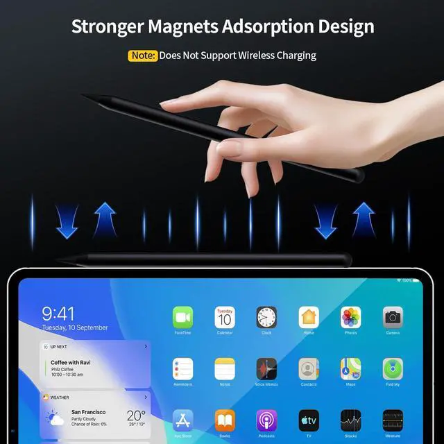 Alt view image 7 of 7 - Stylus Pencil for Apple 2018-2026 iPad, 2X Fast Charge iPencil USB-C Compatible with iPad 11/10/9/8/7/6th Gen, iPad Pro 11"/12.9"/13-inch M4, Air 3/4/5/M2/M3, Mini 5/6/7 Gen-G2 Black