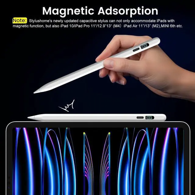Alt view image 5 of 7 - iPad Pencil 2025-2018, LED Display Fast Charge Stylus Pen with Palm Rejection & Tilt Sensitivity, Compatible for iPad A16 11/10/9/8/7/6, Pro 11"/12.9"/13''/M4, Air M3/M2/5/4/3, Mini 7/6/5