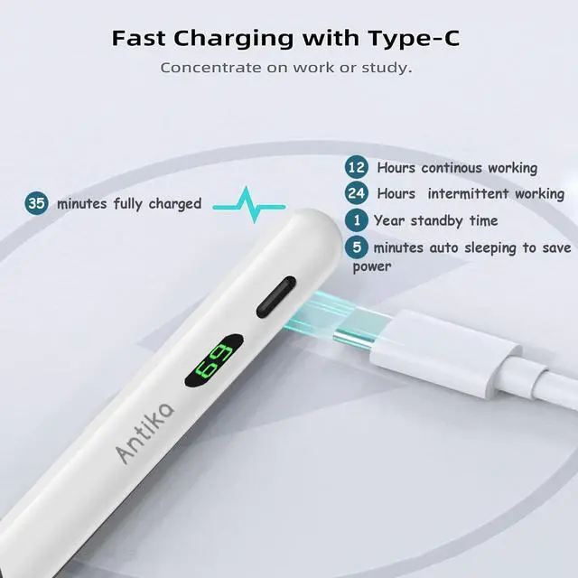 Alt view image 3 of 6 - Stylus Pen for iPad 2018-2024 Digital iPad Pencil 2NDGen 12 Hour Continous Writing Tilt Sensitivity Palm Rejection Magnetic Pen for Apple iPad Air 3/4/5 iPad Mini 5/6 iPad 6-10 Gen iPad Pro 11/12.9"