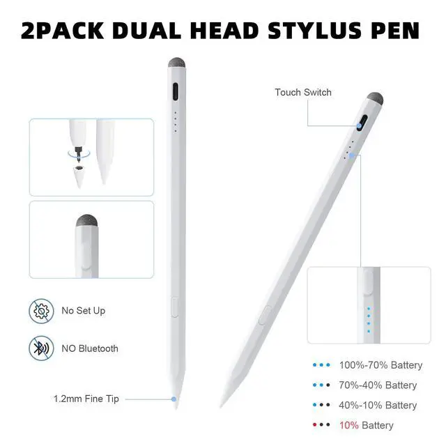 Alt view image 7 of 7 - Stylus Pen for iPad Pencil 11th A16/10th Gen,2Pack Active iPad Pen Fast Charing,iPad Pencil Pro for 2018-2025 iPad 11 A16/10/9/8/7/6,iPadPro 13"/11"/12.9"/M4,iPadAir 6/5/4/3,iPadMiNi 7 A17 Pro/6/5 Gen