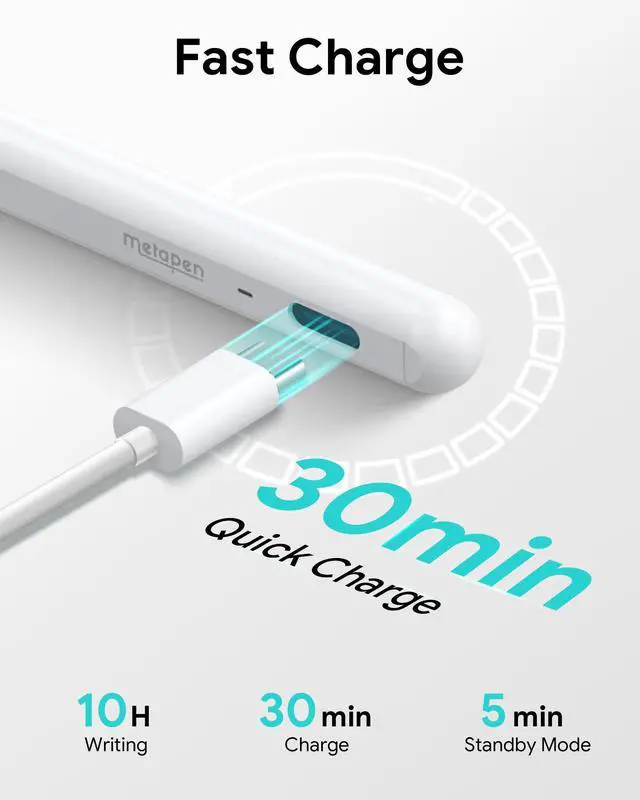 Alt view image 4 of 4 - A11 iPad Pencil A16 Fast Charge Stylus Pen for iPad 2018-2026 with Palm Rejection, Apple Pencil Compatible for iPad Pro/Air/Mini 5/6,Magnetic,High Precision