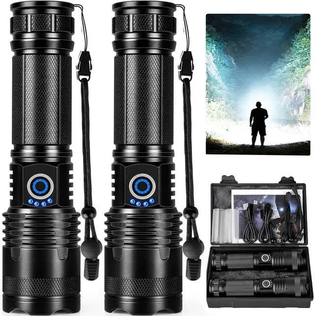 Main image of Rechargeable LED Flashlights High Lumens, 99000 Lumens Bright Flashlight with 5 Modes & Waterproof, Powerful Flash Light Handheld Flashlights for Home Camping Emergencies - 2 Pack