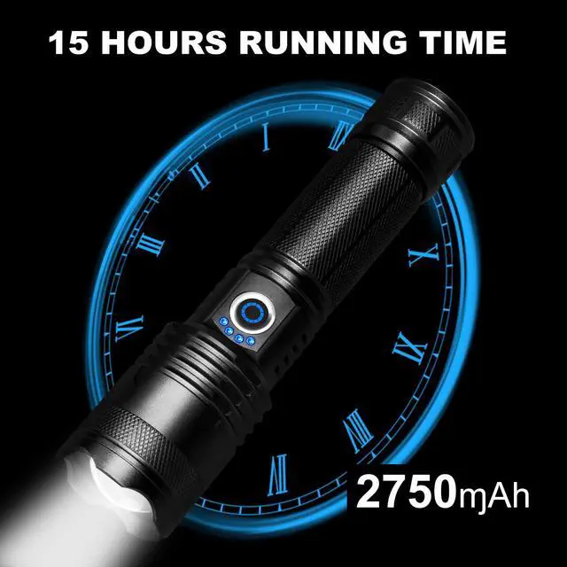 Alt view image 3 of 7 - Rechargeable LED Flashlights High Lumens, 99000 Lumens Bright Flashlight with 5 Modes & Waterproof, Powerful Flash Light Handheld Flashlights for Home Camping Emergencies - 2 Pack
