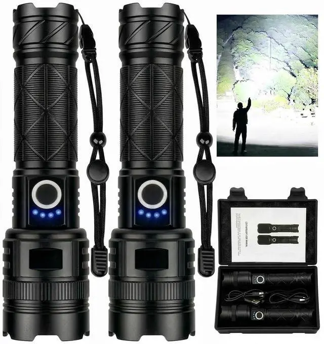 Main image of Rechargeable Flashlights 99,000 High Lumens - 2 Pack, Super Bright Flash Light with 5 Lighting Modes, IPX7 Waterproof Powerful Flashlight for Camping Home Outdoor Hiking