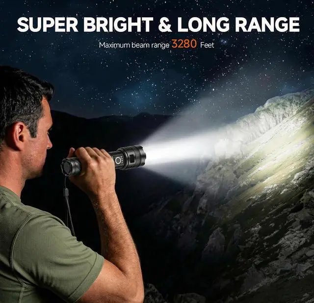 Alt view image 2 of 7 - Rechargeable Flashlights 99,000 High Lumens - 2 Pack, Super Bright Flash Light with 5 Lighting Modes, IPX7 Waterproof Powerful Flashlight for Camping Home Outdoor Hiking