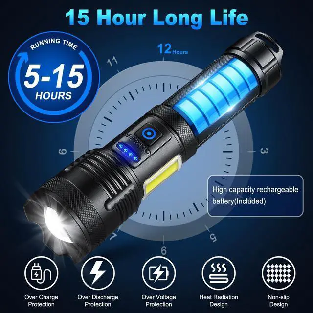 Alt view image 5 of 7 - Flashlights 90,000 High Lumen - 2 Pack, Ultra Bright Rechargeable Flashlight with 7 Light Modes, LED Flash Light with High Power Battery, IPX7 Waterproof for Home Camping