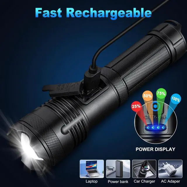 Alt view image 6 of 7 - Flashlights 90,000 High Lumen - 2 Pack, Ultra Bright Rechargeable Flashlight with 7 Light Modes, LED Flash Light with High Power Battery, IPX7 Waterproof for Home Camping