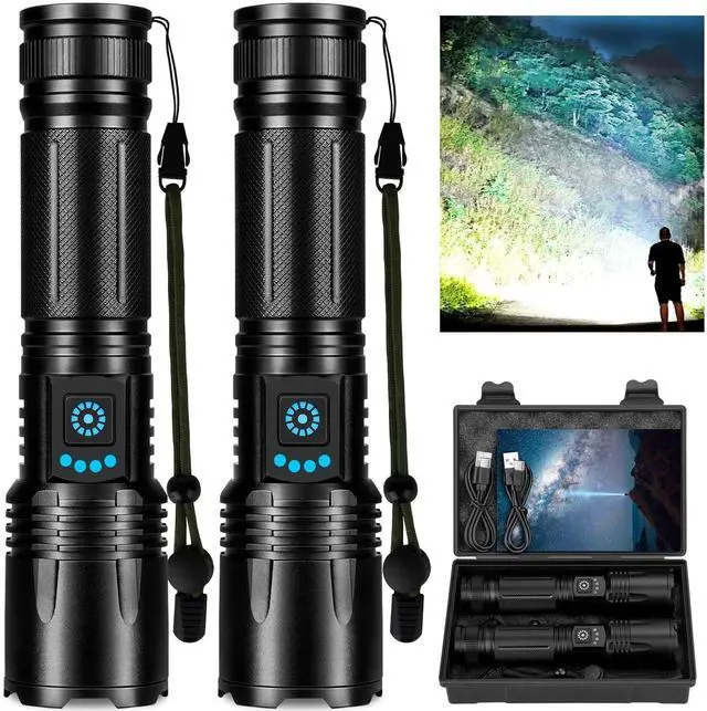 Main image of Rechargeable Flashlights High Lumens, 99,000 Lumens Super Bright Led Flashlights with 5 Modes & Waterproof, Powerful Handheld Flashlight for Camping Home (2 Pack)