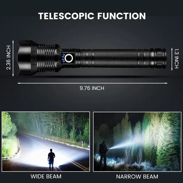 Alt view image 5 of 6 - Rechargeable Flashlights 99000 High Lumens, Super Bright LED Flashlight Powerful with 10000Ah Capacity, 5 Modes Waterproof Flashlight Handheld Flash Lights for Home Camping Emergencies