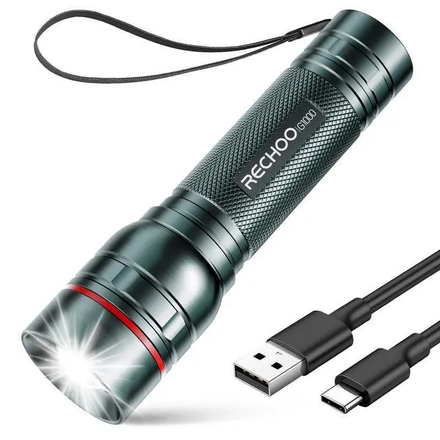Main image of Rechargeable Flashlights High Lumens, G1000 Super Bright Flash Light Grey, Small Zoomable LED Flashlight with 3 Lighting Modes, Portable Tactical Flashlight for Camping Essentials (Battery Included)
