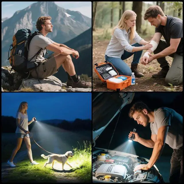 Alt view image 6 of 6 - Rechargeable Flashlights High Lumens, High Powered 20000 Lumen Flashlight with 5000mAh Battery, LCD Display, 5 Modes, Zoomable, IP67 Waterproof, LED Flash Light for Camping, Dog Walking