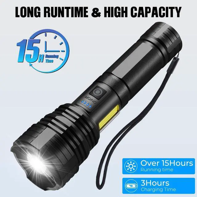 Alt view image 2 of 6 - Flashlight Rechargeable Flashlights High Lumens, 99,000 LM Bright LED Flashlight Powered Flash Light, USB Rechargeable Flashlights & Waterproof Handheld Flash lights for Home Camping Hiking(2 Pack)