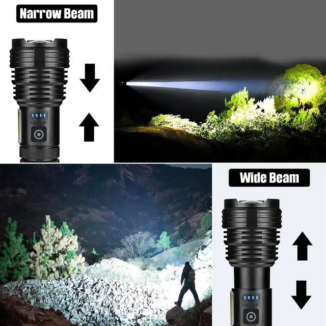 Alt view image 4 of 6 - Flashlight Rechargeable Flashlights High Lumens, 99,000 LM Bright LED Flashlight Powered Flash Light, USB Rechargeable Flashlights & Waterproof Handheld Flash lights for Home Camping Hiking(2 Pack)