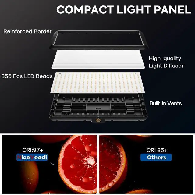 Alt view image 5 of 7 - 2-Pack Photography Lighting Kit, NiceVeedi 25W LED Video Light Kit, 2900-7000K Dimmable Studio Light with Tripod Stand, 73" Stream Light for Video Recording