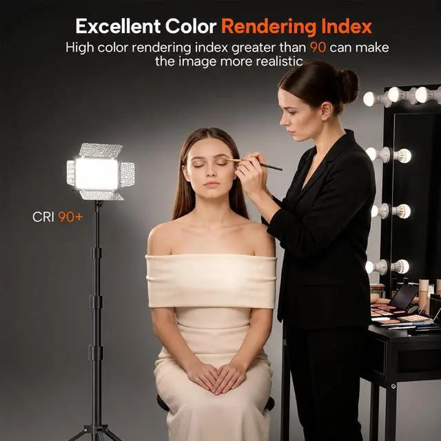Alt view image 5 of 7 - 2 Pack LED Video Photography Lighting Kit with 54'' Tripod Stand, Dimmable 5600K USB Studio Lights with Barndoor -9 Color Lighting for Video Recording, Photo Studios, YouTube, TikTok, Game Streaming