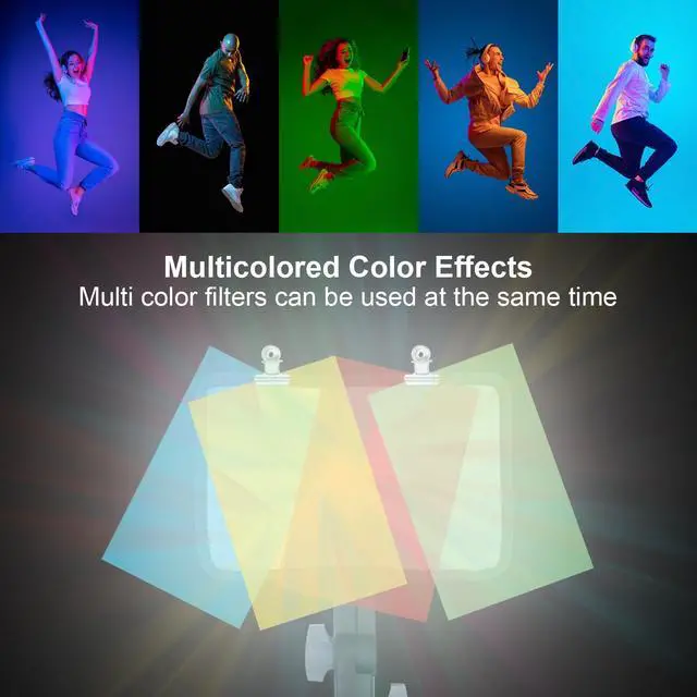 Alt view image 4 of 7 - 920 Lumens LED Video Light with Adjustable Tripod Stand/Color Filters, Studio Lighting Kit for Tablet Shooting, Collection Portrait YouTube Photography Video Making-2 Packs