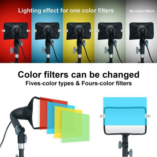 Alt view image 3 of 7 - 920 Lumens LED Video Light with Adjustable Tripod Stand/Color Filters, Studio Lighting Kit for Tablet Shooting, Collection Portrait YouTube Photography Video Making-2 Packs