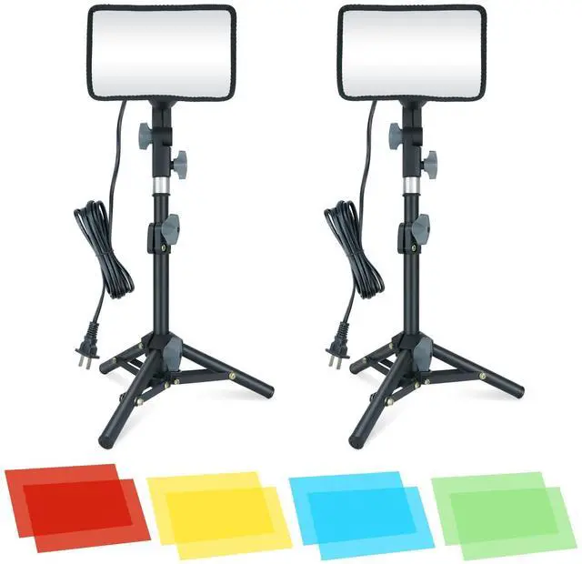 Main image of 920 Lumens LED Video Light with Adjustable Tripod Stand/Color Filters, Studio Lighting Kit for Tablet Shooting, Collection Portrait YouTube Photography Video Making-2 Packs
