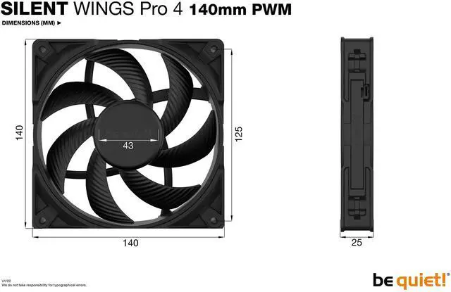 Alt view image 3 of 7 - Silent Wings Pro 4 140mm PWM High Speed 2400 RPM Premium Low Noise Cooling Fan | 4-Pin | BL099
