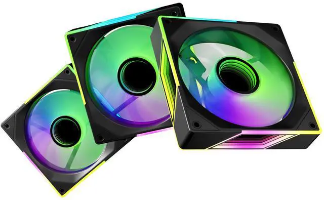 Main image of 120mm RGB Case Fan, 4 Pin Control, Silent Infinity Mirror Fan (3, Black, Reverse 120mm)