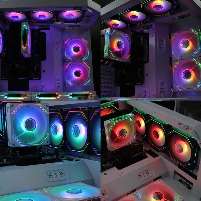 Alt view image 6 of 6 - 120mm Reverse Airflow 5V 3Pin ARGB Addressable Infinity Mirror Fans with 4Pin PWM Control 800-1600RPM Suitable for PC Water Cooling and CPU Cooler White 3-Pack