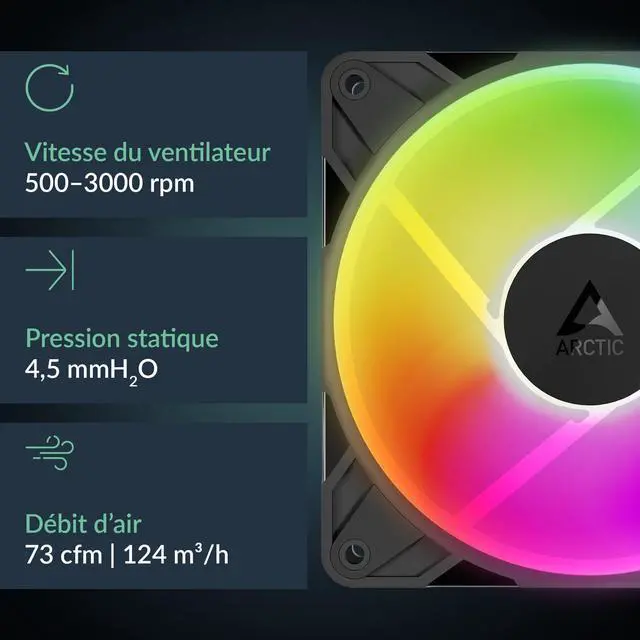 Alt view image 2 of 7 - P12 Pro Reverse A-RGB 120 mm Premium Fan with Reverse Airflow, PWM Fan with Y Cable Splitter, 500-3000 RPM, 0 RPM <5% PWM, 5V Digital RGB, hydrodynamic Bearing, 4-Pin - Black