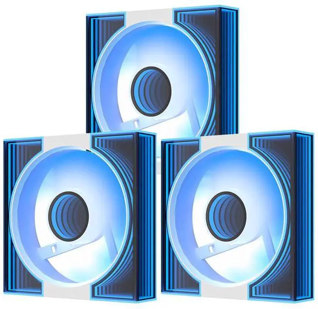 Main image of DM8 3-Pack 120mm PC Case Fan, Infinity Mirror Case Fans, PWM ARGB Sync, 1600RPM High Airflow 56CFM, Low Noise 32.5dBA, Computer Case Cooler Fan (White, Forward)