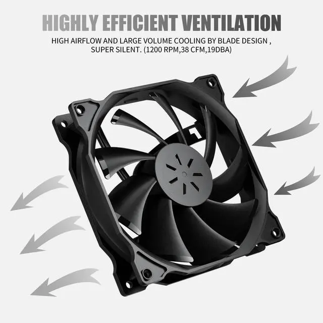 Alt view image 3 of 7 - 120mm Long Life Computer Case Fan Cooling Case Fan for Computer Cases Cooling,5-Pack,12BK3-5