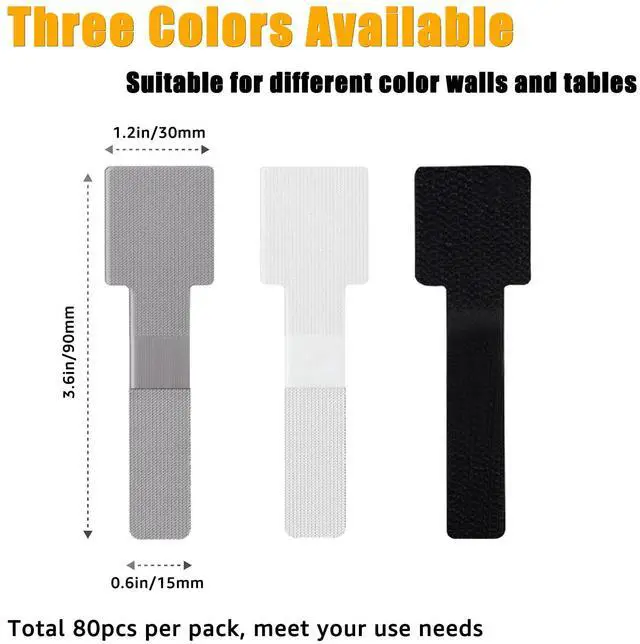 Alt view image 5 of 7 - 80PCS Hook and Loop Cable Straps, Cable Management Under Desk, Adhesive Cable Ties, Reusable Wire Organizers for Cords, Cords Management, Computer Accessories for Desk, Home Office Essentials, White