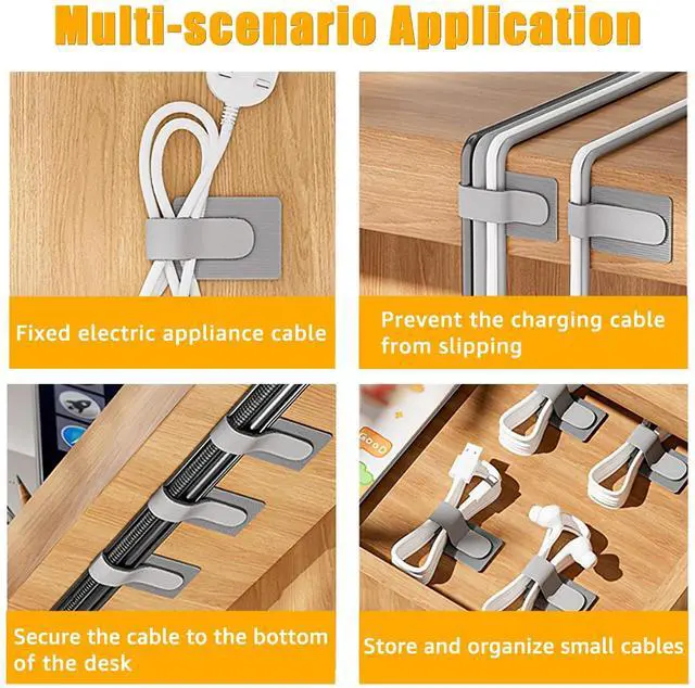 Alt view image 6 of 7 - 80PCS Hook and Loop Cable Straps, Cable Management Under Desk, Adhesive Cable Ties, Reusable Wire Organizers for Cords, Cords Management, Computer Accessories for Desk, Home Office Essentials, White
