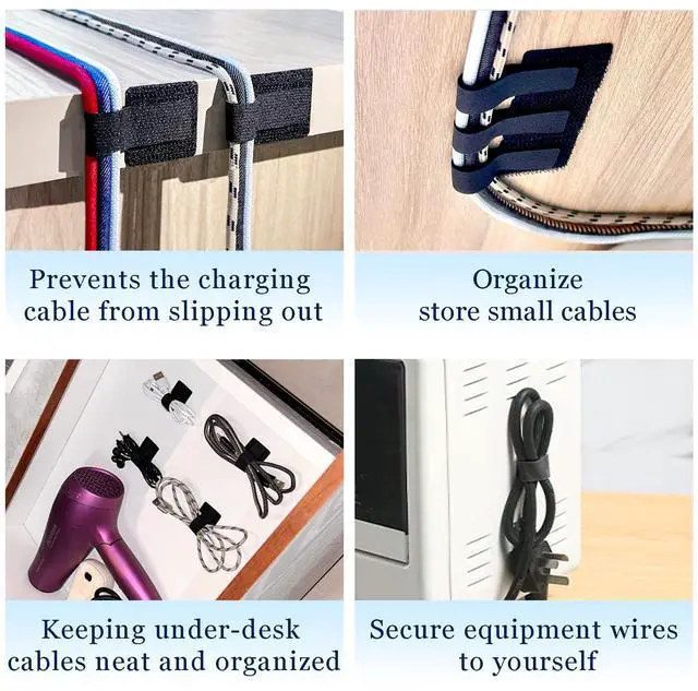 Alt view image 6 of 6 - 48Pcs Upgraded Under Desk Cable Management Ties - Self Adhesive Sticky Back Hook and Loop Straps, Cable Wire Organizers for Home Office